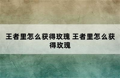 王者里怎么获得玫瑰 王者里怎么获得玫瑰